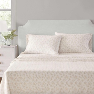 image:imageMartha Stewart  Full Sheet Set with Fitted Sheet amp Pillowcases Cotton Percale Bedding with a Smooth Feel Deep Pocket Gingham BrownFloral White