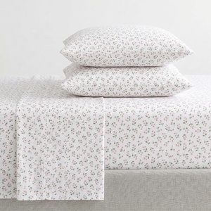 image:imageMartha Stewart  Full Sheet Set with Fitted Sheet amp Pillowcases Cotton Percale Bedding with a Smooth Feel Deep Pocket Gingham BrownKennedy Floral Pink
