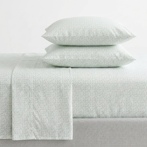 image:imageMartha Stewart  Full Sheet Set with Fitted Sheet amp Pillowcases Cotton Percale Bedding with a Smooth Feel Deep Pocket Gingham BrownLeaves Green