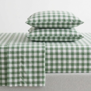 image:imageMartha Stewart  Full Sheet Set with Fitted Sheet amp Pillowcases Cotton Percale Bedding with a Smooth Feel Deep Pocket Gingham BrownMadison Gingham Green