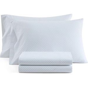 image:imageMartha Stewart  Full Sheet Set with Fitted Sheet amp Pillowcases Cotton Percale Bedding with a Smooth Feel Deep Pocket Gingham BrownPolka Dot Blue