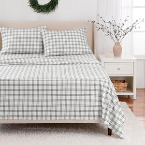 image:imageMartha Stewart  Full Sheet Set with Fitted Sheet amp Pillowcases Soft Cotton Flannel Bedding Deep Pocket Ticking Stripe BlueHoliday Windowpane Plaid WhiteGrey