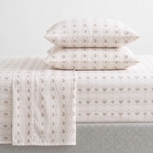 image:imageMartha Stewart  Full Sheet Set with Fitted Sheet amp Pillowcases Soft Cotton Flannel Bedding Deep Pocket Ticking Stripe BlueVintage Rose Pink