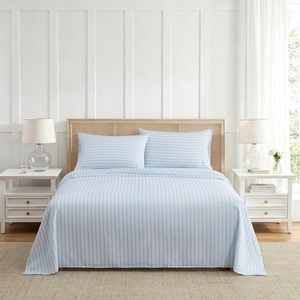 image:imageMartha Stewart  Full Sheet Set with Fitted Sheet amp Pillowcases Soft amp Lightweight Bedding Deep Pocket Tate Stripe BlueTate Stripe Blue