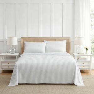 image:imageMartha Stewart  Full Sheet Set with Fitted Sheet amp Pillowcases Soft amp Lightweight Bedding Deep Pocket Tate Stripe BlueTate Stripe Grey