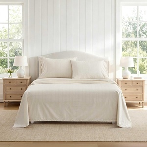 image:imageMartha Stewart  Twin Cotton Sheet Set with Pillowcase Deep PocketLight Beige